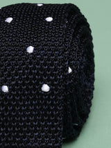 Blue Polka Silk Knitted Necktie - TOSSIDO