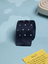 Blue Polka Silk Knitted Necktie - TOSSIDO