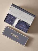 Blue Polka Woven Ascot & Pocket Square - TOSSIDO