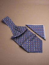 Blue Polka Woven Ascot & Pocket Square - TOSSIDO
