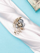 Blue Rose Pearl Brooch