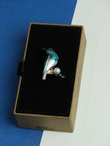 Blue & Silver Bird Brooch - TOSSIDO