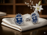 Blue & Silver Logo Crest Cufflinks - TOSSIDO
