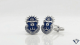 Blue & Silver Logo Crest Cufflinks - TOSSIDO