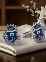 Blue & Silver Logo Crest Cufflinks - TOSSIDO
