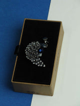 Blue & Silver Peacock Brooch - TOSSIDO
