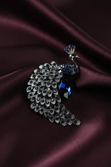 Blue & Silver Peacock Brooch - TOSSIDO