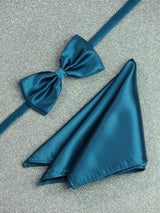 Blue Solid Bowtie & Pocket Square Set - TOSSIDO