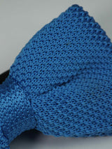 Blue Solid Knitted Bowtie - TOSSIDO