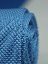 Blue Solid Knitted Necktie - TOSSIDO