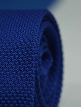 Blue Solid Knitted Necktie - TOSSIDO