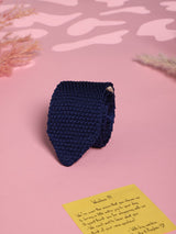 Blue Solid Knitted Silk Necktie - TOSSIDO