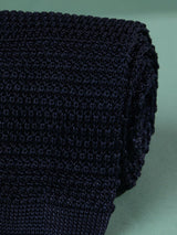 Blue Solid Silk Knitted Necktie - TOSSIDO