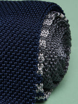 Blue Solid Silk Knitted Necktie - TOSSIDO