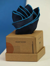 Blue Solid Silk Pocket Square - TOSSIDO