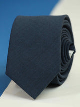 Blue Solid Wool Skinny Necktie - TOSSIDO