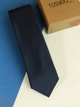 Blue Solid Woven Necktie - TOSSIDO