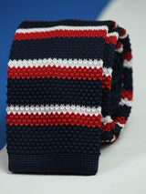 Blue Stripe Knitted Necktie - TOSSIDO