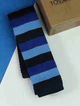Blue Stripe Knitted Necktie - TOSSIDO