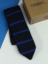 Blue Stripe Knitted Necktie - TOSSIDO