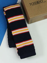 Blue Stripe Knitted Necktie - TOSSIDO
