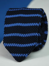 Blue Stripe Knitted Necktie - TOSSIDO