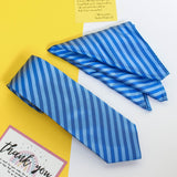 Blue Stripe Necktie & Pocket Square Giftset - TOSSIDO