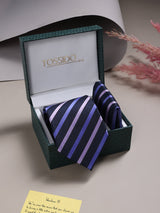 Blue Stripe Necktie & Pocket Square Giftset - TOSSIDO