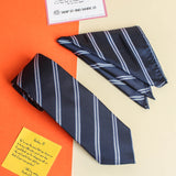 Blue Stripe Necktie & Pocket Square Giftset - TOSSIDO