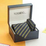 Blue Stripe Necktie & Pocket Square Giftset - TOSSIDO