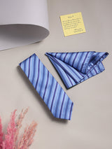 Blue Stripe Necktie & Pocket Square Giftset - TOSSIDO