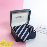 Blue Stripe Necktie & Pocket Square Giftset - TOSSIDO
