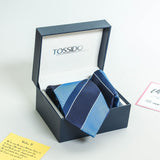 Blue Stripe Necktie & Pocket Square Giftset - TOSSIDO