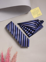 Blue Stripe Necktie & Pocket Square Giftset - TOSSIDO