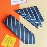 Blue Stripe Necktie & Pocket Square Giftset - TOSSIDO