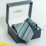 Blue Stripe Necktie & Pocket Square Giftset - TOSSIDO