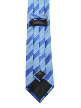 Blue stripe necktie in woven microfiber, knot detail