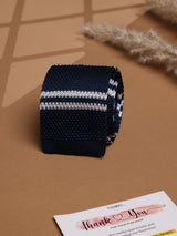 Blue Stripe Silk Knitted Necktie - TOSSIDO