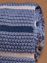 Blue Stripe Silk Knitted Necktie - TOSSIDO