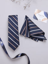 Blue Stripe Woven Necktie & Pocket Square Giftset - TOSSIDO