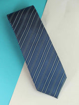 Blue Stripe Woven Silk Necktie - TOSSIDO