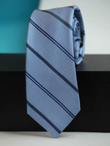 Blue Stripe Woven Silk Necktie - TOSSIDO
