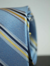 Blue Stripe Woven Silk Necktie - TOSSIDO