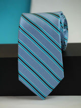 Blue Stripe Woven Silk Necktie - TOSSIDO