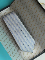 Blue Stripe Woven Silk Necktie - TOSSIDO