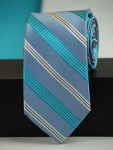 Blue Stripe Woven Silk Necktie - TOSSIDO