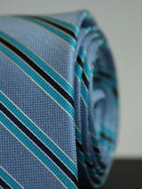 Blue Stripe Woven Silk Necktie - TOSSIDO