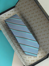 Blue Stripe Woven Silk Necktie - TOSSIDO