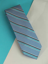 Blue Stripe Woven Silk Necktie - TOSSIDO