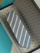 Blue Stripe Woven Silk Necktie - TOSSIDO